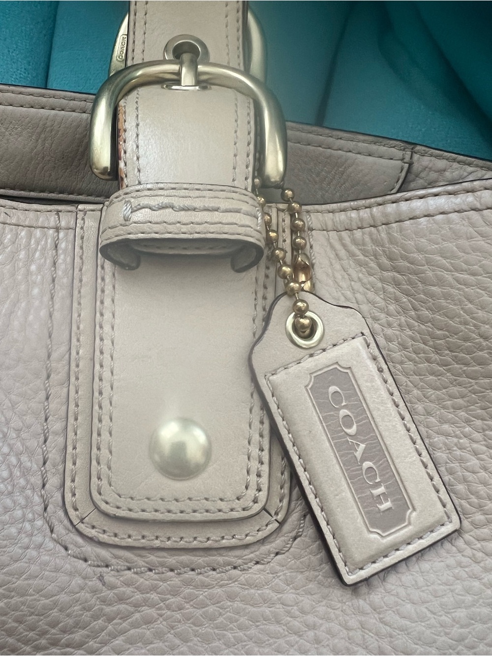 Coach Soho Pleated Pebbled Leather Zip Tote Bag Cream W/ COA Authentic